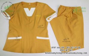 Quần áo đồng phục Spa cổ V